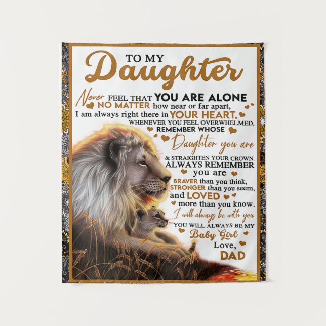 To My Daughter, Daughter Birthday Gift, Baby Girl Tapestry (Front)