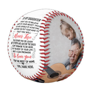 To My Daughter From Dad Mum Quote & Custom 2 Photo Baseball