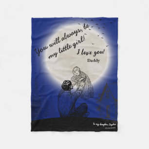 To My Daughter from Daddy Emotional Moon Design Fleece Blanket