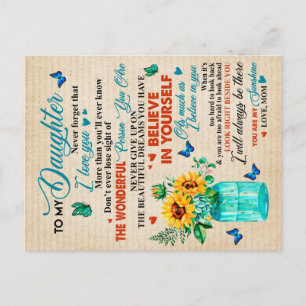 To My Daughter Gift,Butterfly Lover,Sunflower Gift Announcement Postcard