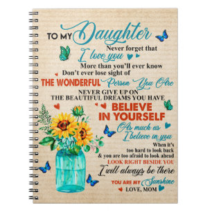 To My Daughter Gift,Butterfly Lover,Sunflower Gift Notebook