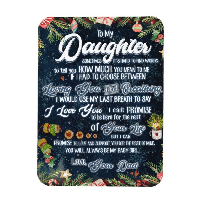 To My Daughter Gift, Christmas Letter To Daughter Magnet (Vertical)