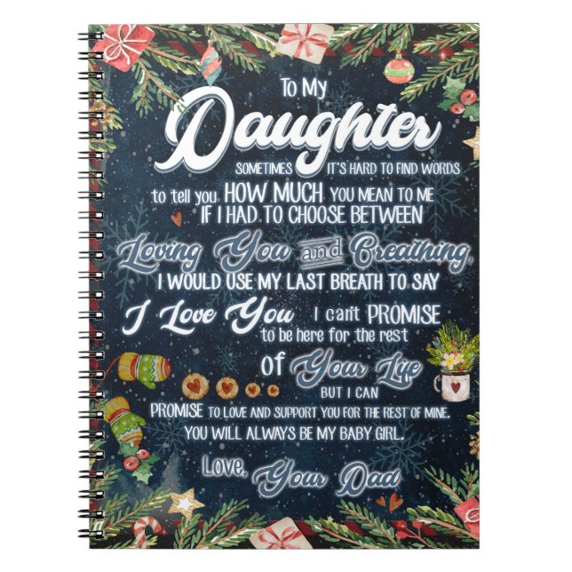 To My Daughter Gift, Christmas Letter To Daughter Notebook (Front)