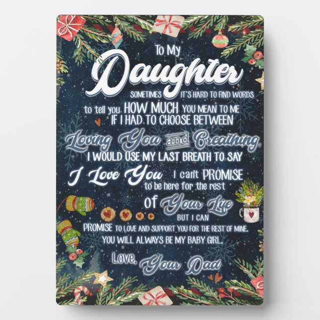 To My Daughter Gift, Christmas Letter To Daughter Plaque (Front)