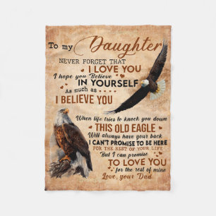 To My Daughter Gift, Dad And Daughter, Eagle Lover Fleece Blanket