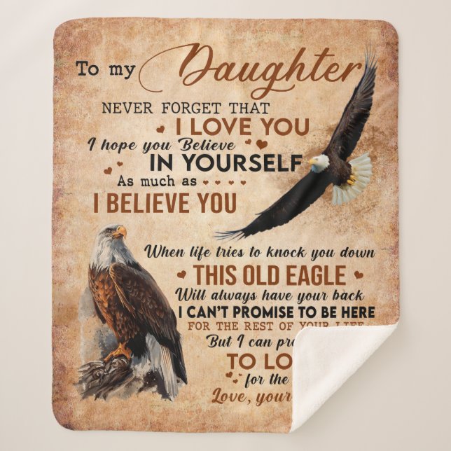 To My Daughter Gift, Dad And Daughter, Eagle Lover Sherpa Blanket (Front)