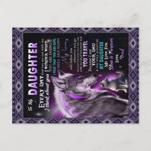 To My Daughter Gift, Daughter And Dad, Wolf Lovers Announcement Postcard