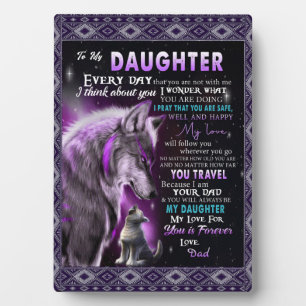 To My Daughter Gift, Daughter And Dad, Wolf Lovers Plaque