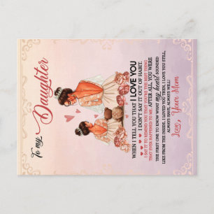 To My Daughter Gift, Daughter And Mum, Love Letter Announcement Postcard