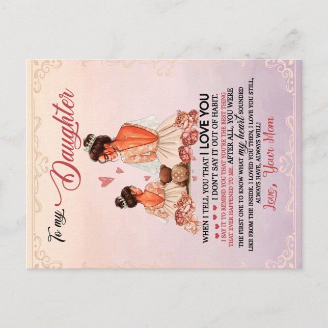 To My Daughter Gift, Daughter And Mum, Love Letter Announcement Postcard (Front)