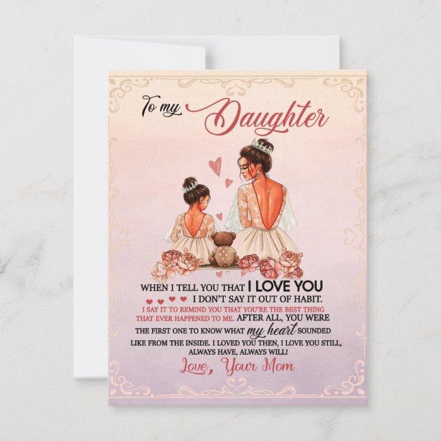 To My Daughter Gift, Daughter And Mum, Love Letter Invitation (Front)