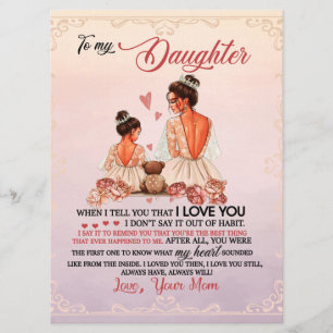 To My Daughter Gift, Daughter And Mum, Love Letter Menu