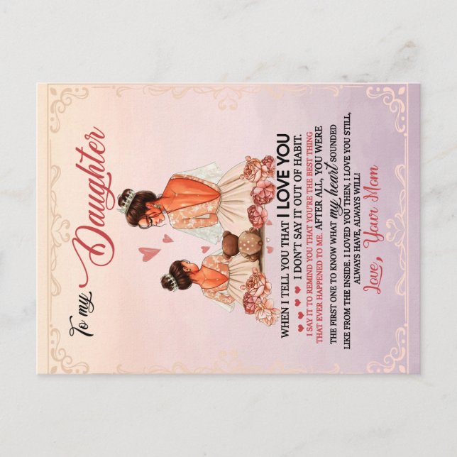 To My Daughter Gift, Daughter And Mum, Love Letter Postcard (Front)