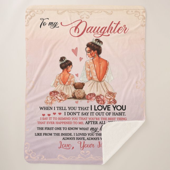 To My Daughter Gift, Daughter And Mum, Love Letter Sherpa Blanket (Front)
