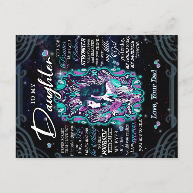 To My Daughter Gift, Letter To Daughter From Dad Announcement Postcard (Front)