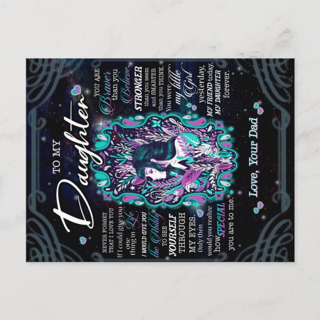 To My Daughter Gift, Letter To Daughter From Dad Postcard (Front)