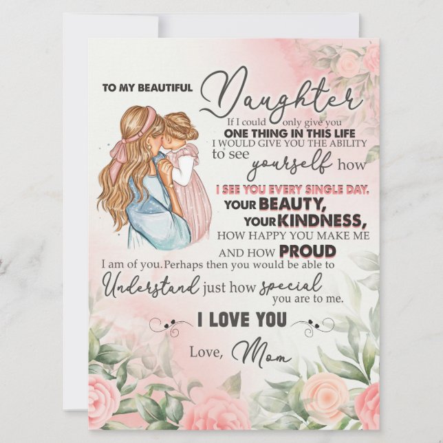 To My Daughter Gift, Love Letter Daughter And Mum (Front)