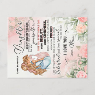 To My Daughter Gift, Love Letter Daughter And Mum Announcement Postcard