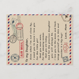 To My Daughter Gift, Love Letter Daughter And Mum Announcement Postcard