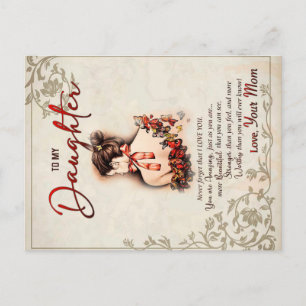 To My Daughter Gift, Love Letter Daughter And Mum Announcement Postcard