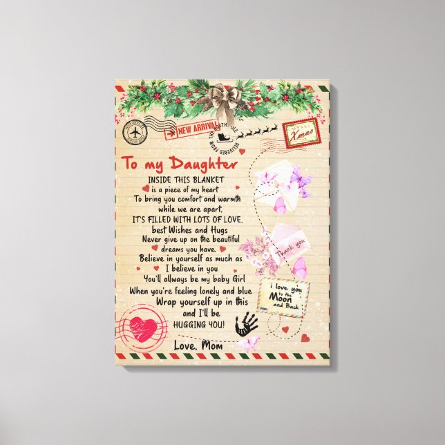 To My Daughter Gift, Love Letter Daughter And Mum Canvas Print (Front)