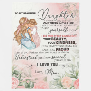 To My Daughter Gift, Love Letter Daughter And Mum Fleece Blanket