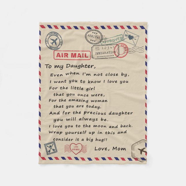 To My Daughter Gift, Love Letter Daughter And Mum Fleece Blanket (Front)