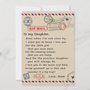 To My Daughter Gift, Love Letter Daughter And Mum Holiday Card