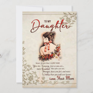 To My Daughter Gift, Love Letter Daughter And Mum Holiday Card