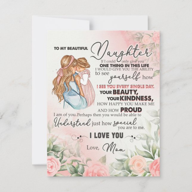 To My Daughter Gift, Love Letter Daughter And Mum Invitation (Front)
