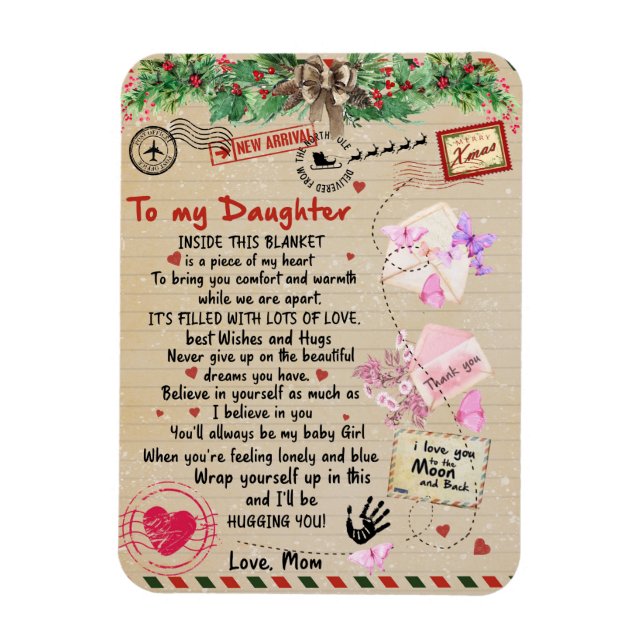 To My Daughter Gift, Love Letter Daughter And Mum Magnet (Vertical)