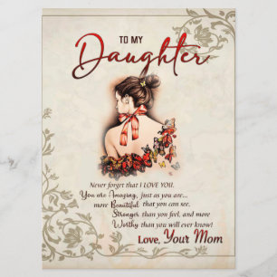 To My Daughter Gift, Love Letter Daughter And Mum Menu