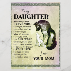To My Daughter Gift, Love Letter Daughter And Mum Menu