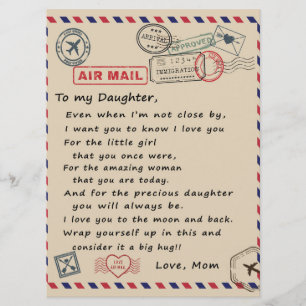 To My Daughter Gift, Love Letter Daughter And Mum Menu