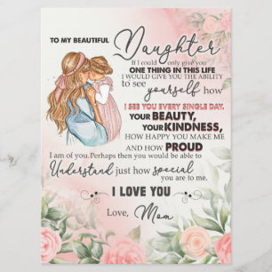 To My Daughter Gift, Love Letter Daughter And Mum Menu