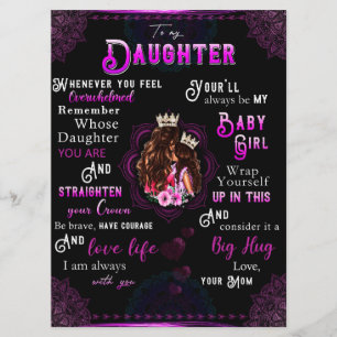 To My Daughter Gift, Love Letter Daughter And Mum Menu