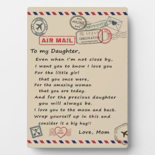 To My Daughter Gift, Love Letter Daughter And Mum Plaque