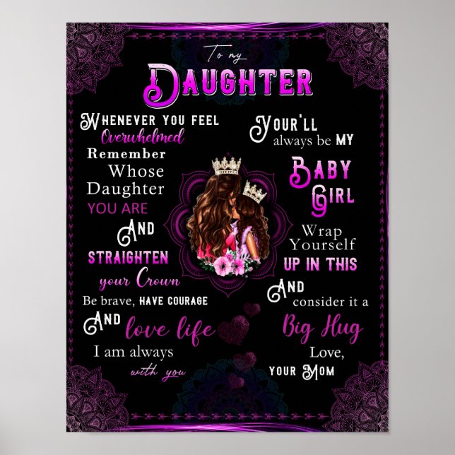 To My Daughter Gift, Love Letter Daughter And Mum Poster (Front)