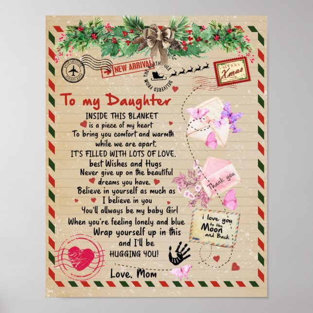 To My Daughter Gift, Love Letter Daughter And Mum Poster (Front)