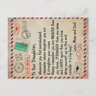To My Daughter Gift, Love Letter To Our Daughter Announcement Postcard