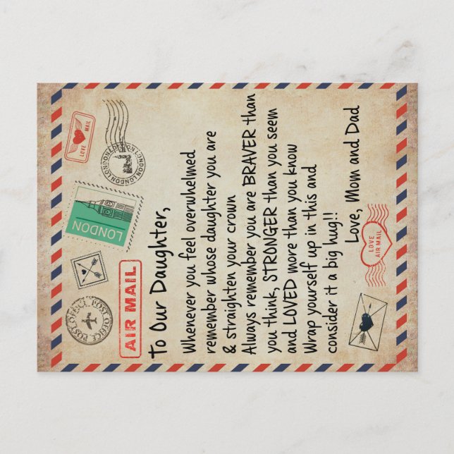 To My Daughter Gift, Love Letter To Our Daughter Announcement Postcard (Front)