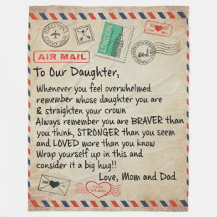 To My Daughter Gift, Love Letter To Our Daughter Fleece Blanket