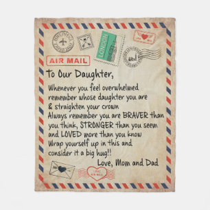 To My Daughter Gift, Love Letter To Our Daughter Fleece Blanket