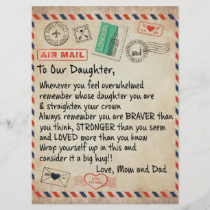 To My Daughter Gift, Love Letter To Our Daughter Menu