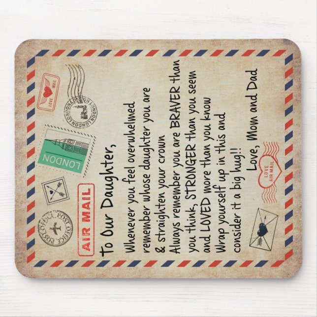 To My Daughter Gift, Love Letter To Our Daughter Mouse Mat (Front)