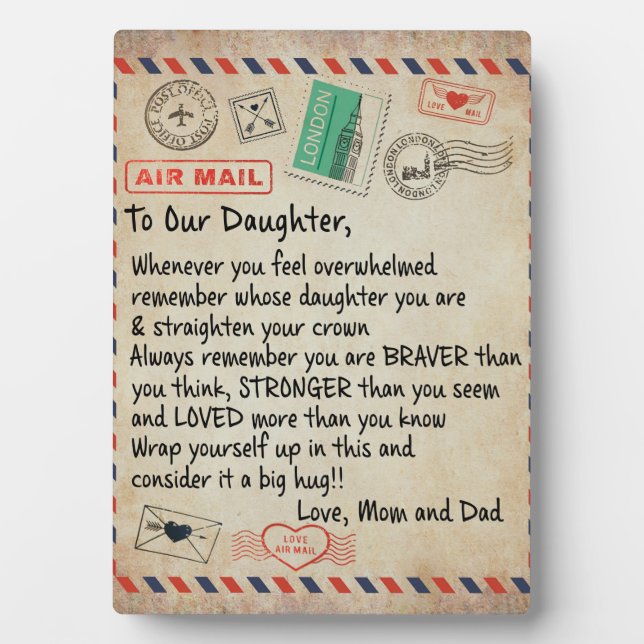 To My Daughter Gift, Love Letter To Our Daughter Plaque (Front)