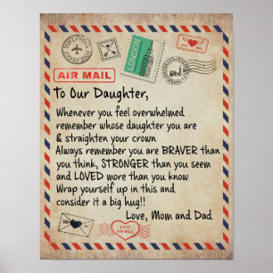 To My Daughter Gift, Love Letter To Our Daughter Poster