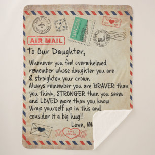 To My Daughter Gift, Love Letter To Our Daughter Sherpa Blanket