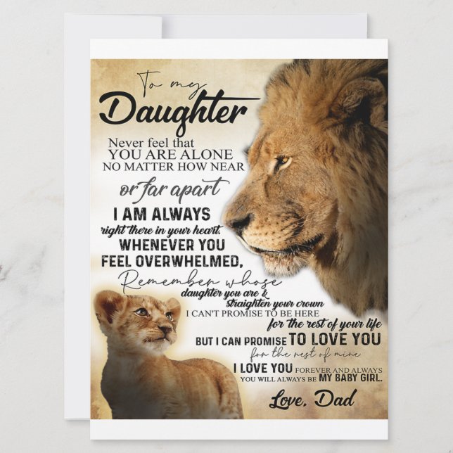 To My Daughter Lion Family Gift, Daughter Birthday (Front)