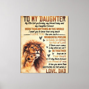 To My Daughter Lion Family Gift, Daughter Birthday Canvas Print